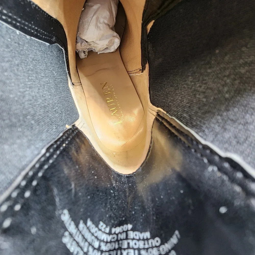 Lauren Ralph Lauren Mylah Stretch Gold Bronze Ankle‎ Boots Womens 8B NEW No Box